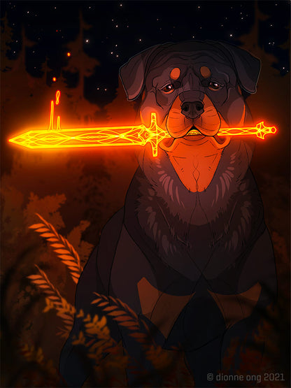 Rottweiler - Fire Sword