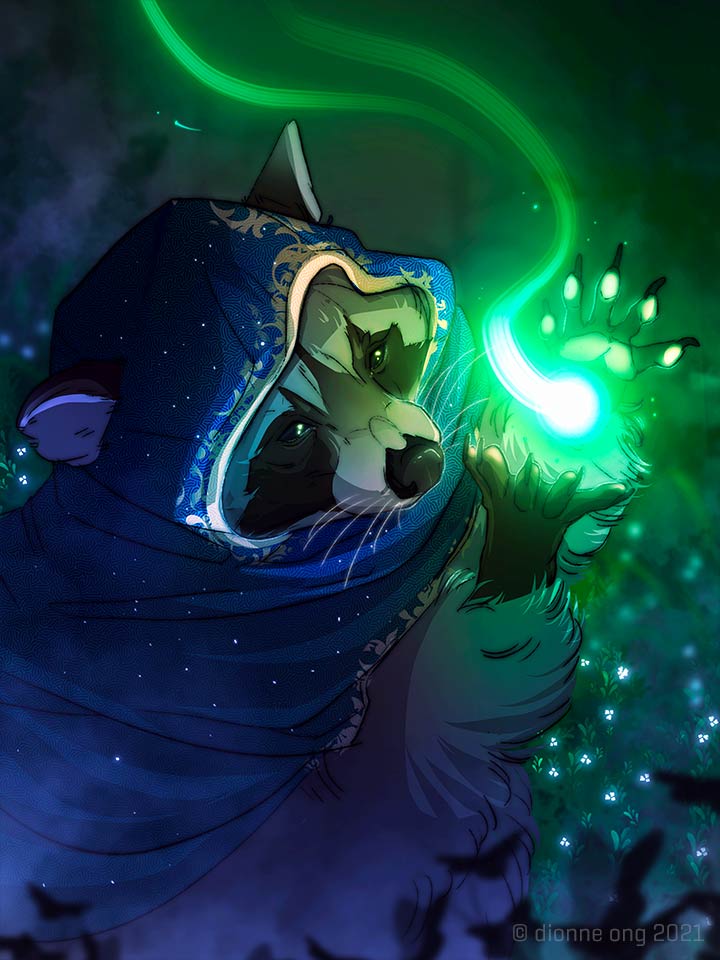 Raccoon Mage - Forest Spell